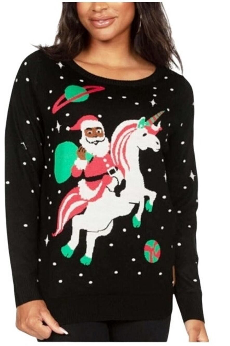 Tipsy Elves Santa Unicorn Ugly Christmas Sweater, Black Santa, Size 4XL, NWT